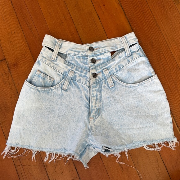 Nuovo Pants - Vintage Rare Nuovo Denim Cut Out Shorts